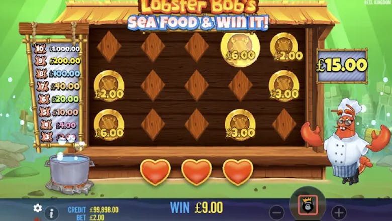 lobster bobs seafood and win it slot hold and spin feature