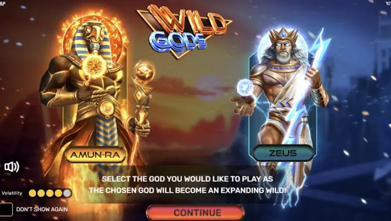 wild gods slot god selection screen