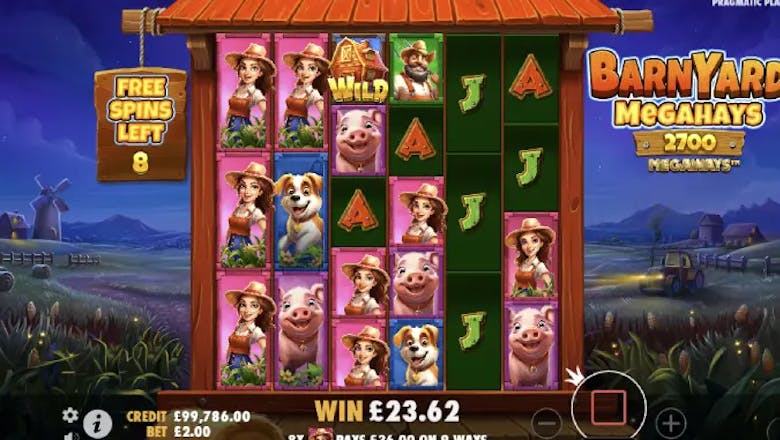 barnyard megahays megaways freespins win