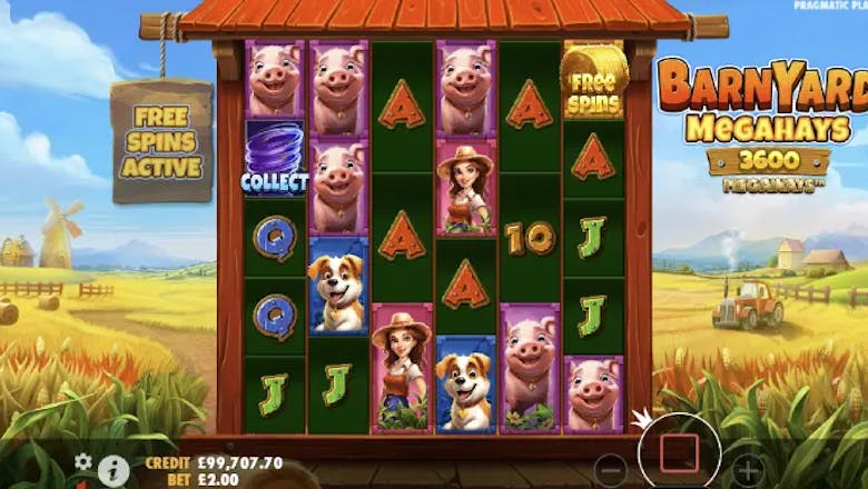 barnyard megahays megaways freespins trigger