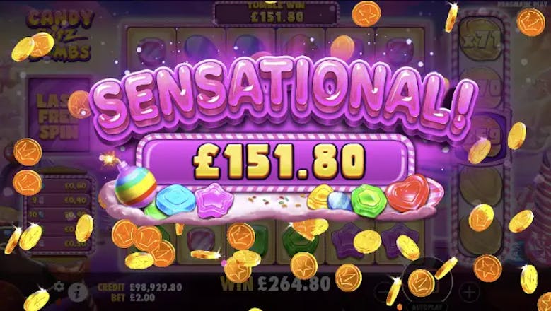 candy blitz bombs sensational win