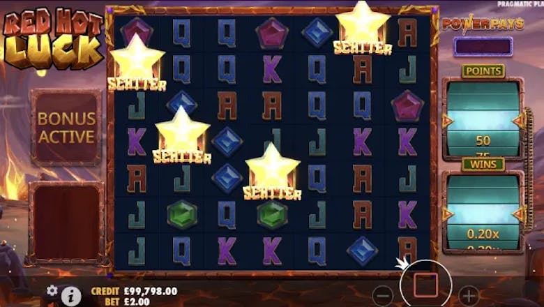 red hot luck online slot freespins trigger