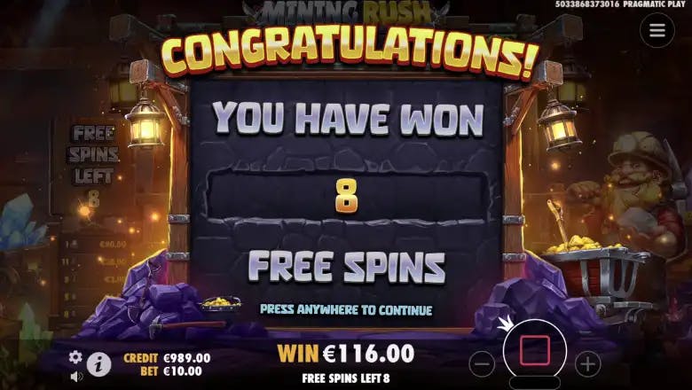 Mining Rush Free Spins