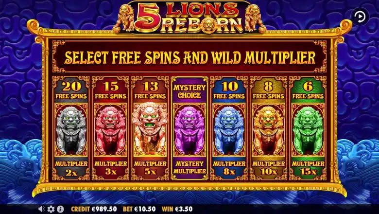 5 Lions Reborn Bonus Pick