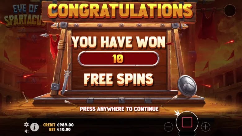 Eye of Spartacus Free Spins