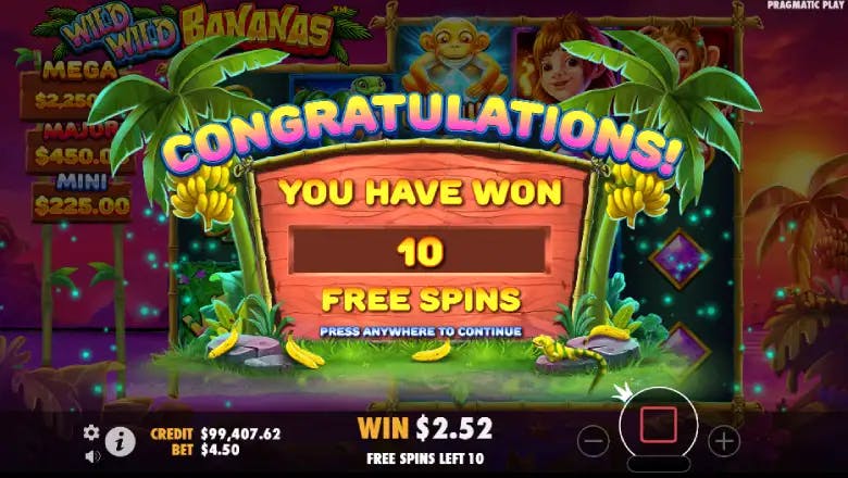 Wild Wild Bananas free spins