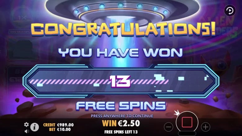 Alien Invaders Free Spins
