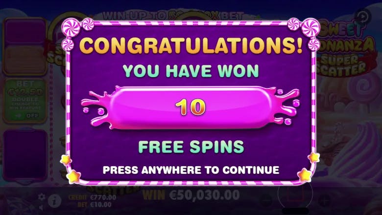 Sweet Bonanza Super Scatter Free Spins