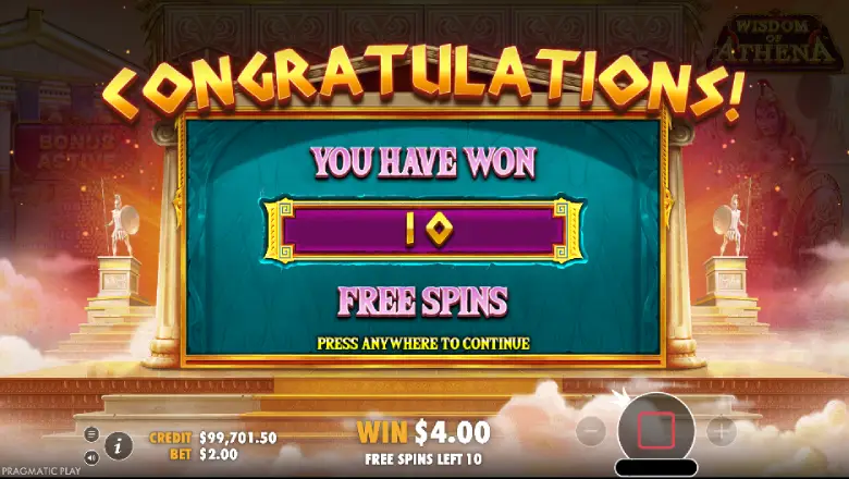Wisdom of Athena Free Spins
