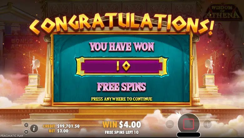 Wisdom of Athena Free Spins