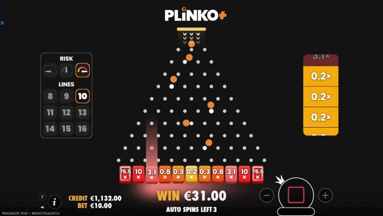 Plinko+ High Risk Gameplay