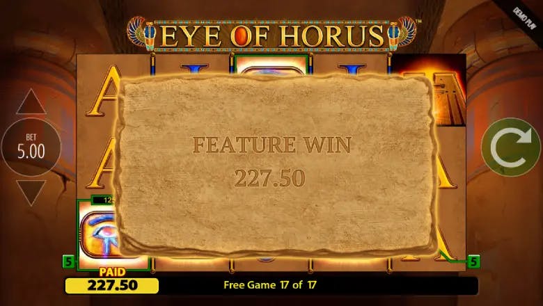 Eye of Horus Feature Win