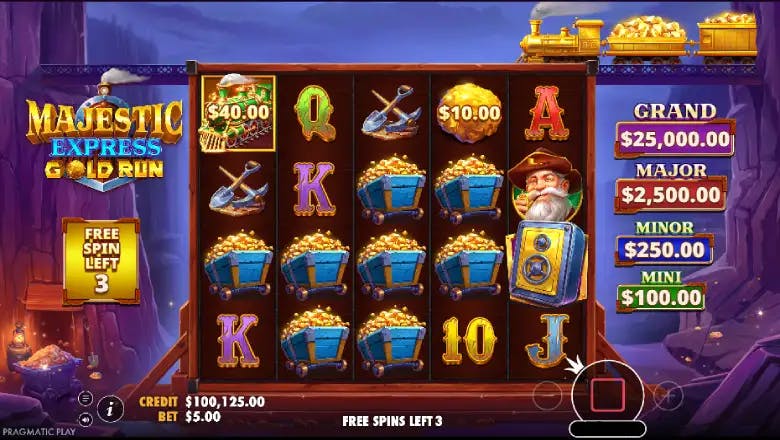 Majestic Express – Gold Run Free Spins round
