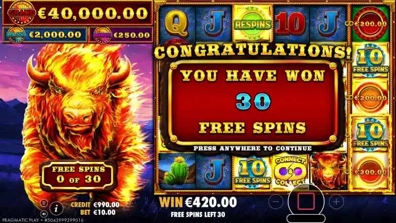Fire Stampede 2 Free Spins