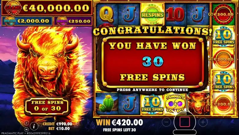 Fire Stampede 2 Free Spins