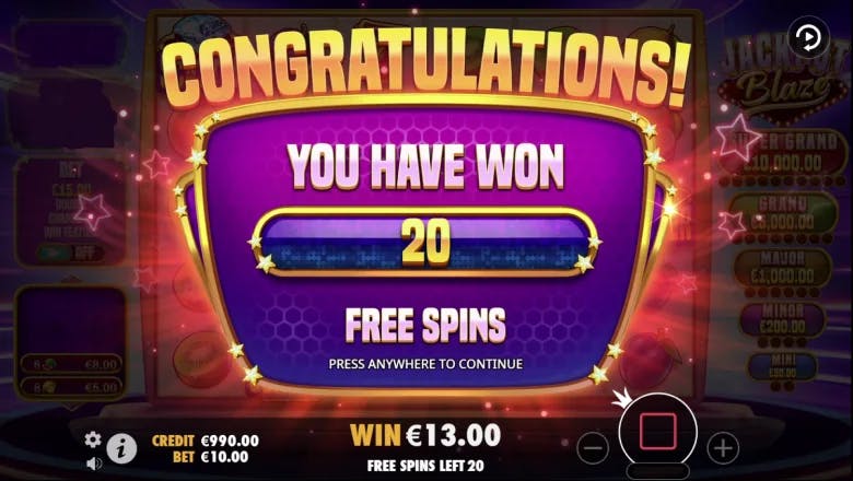 Jackpot Blaze Free Spins