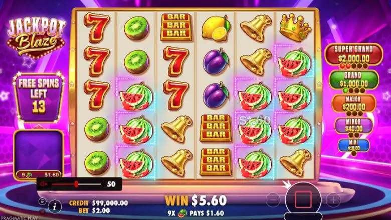 Jackpot Blaze Bonus Feature
