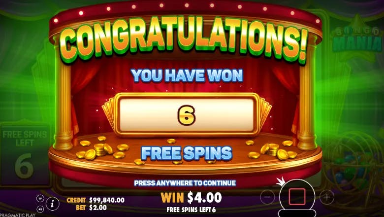 Bingo Mania Free Spins