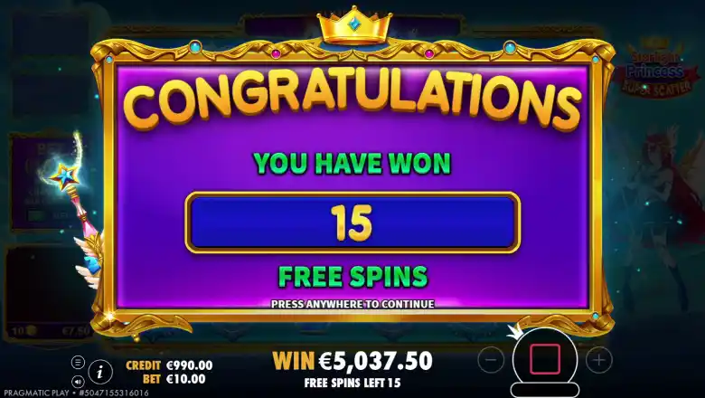 Starlight Princess Super Scatter Free Spins
