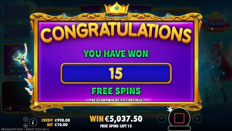 Starlight Princess Super Scatter Free Spins