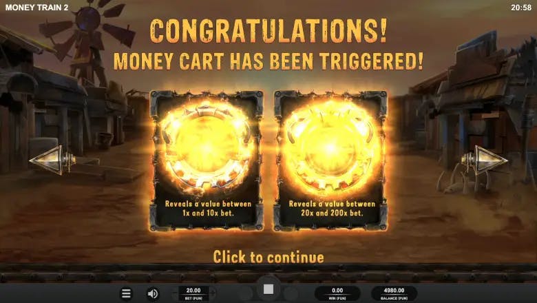 Money Train 2 Bonus screen