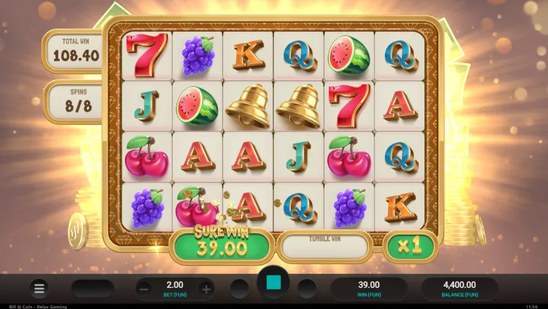 Bill and Coin Sure Win Bonus