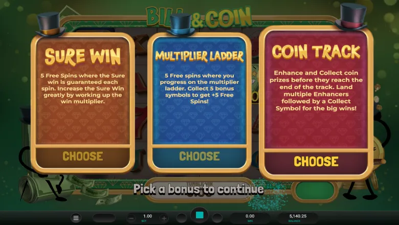 Bill and Coin Bonus options