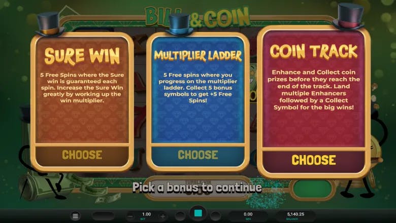 Bill and Coin Bonus options