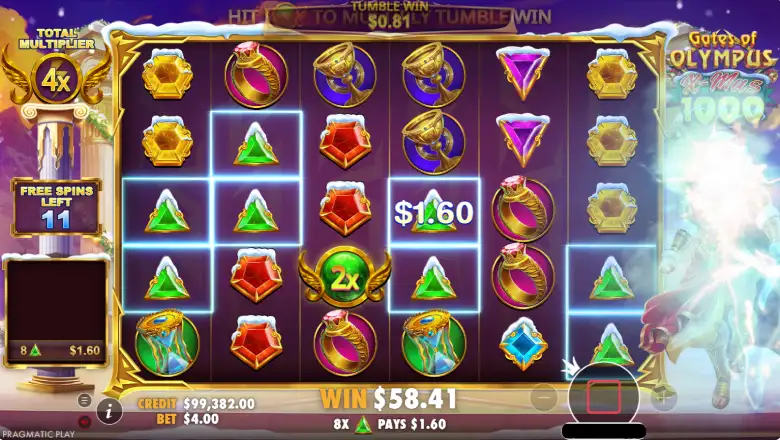 Gates of Olympus Xmas 1000 Free Spins Feature
