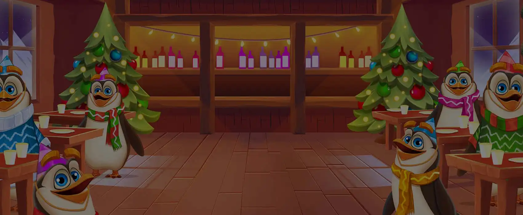 Penguins Christmas Party Time Background