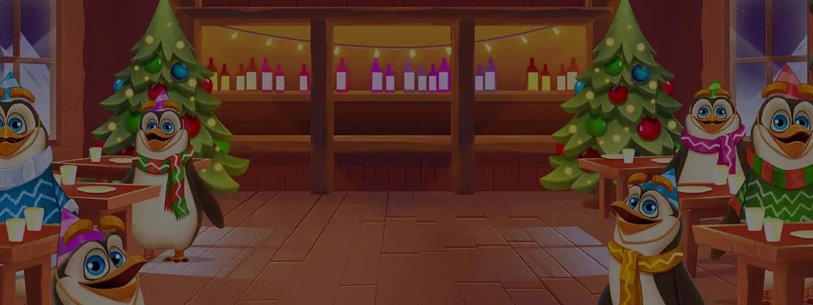 Penguins Christmas Party Time Background