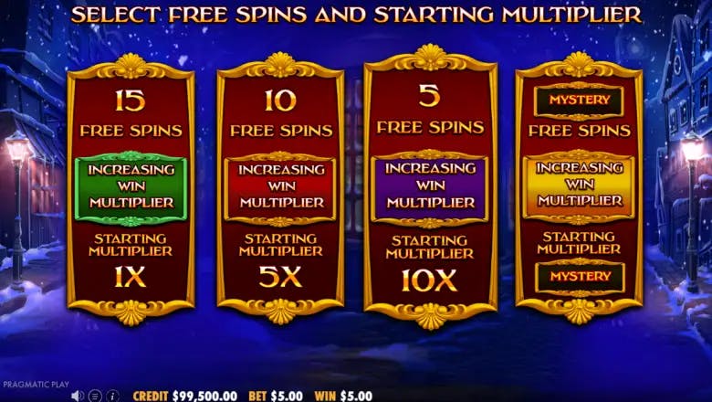 Christmas Carol Free Spins options