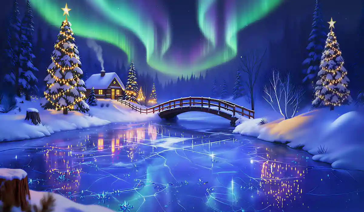 Big Bass Christmas Frozen Lake Background