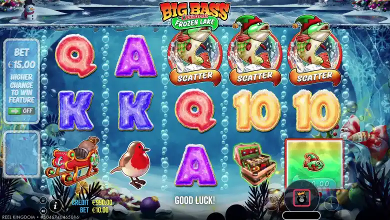 Big Bass Christmas Frozen Lake Scatter Feature