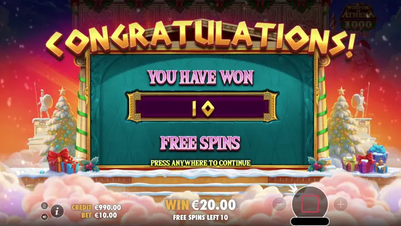 Wisdom of Athena 1000 Xmas Free Spins
