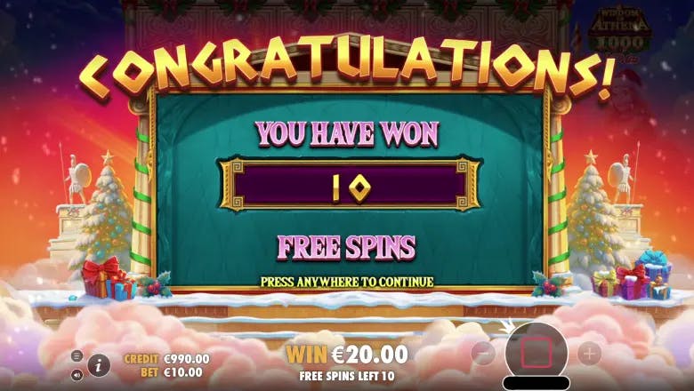 Wisdom of Athena 1000 Xmas Free Spins