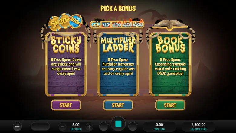 Bill & Coin 2 Mummy Mischief Bonus picks