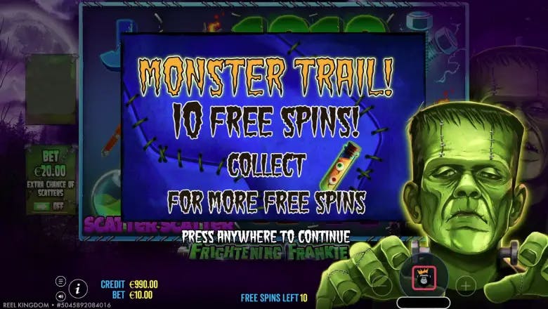Frightening Frankie Free Spins