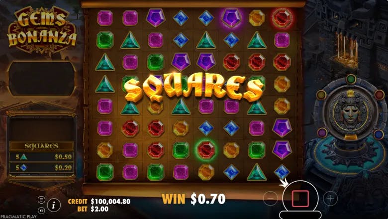 Gems Bonanza Squares Spins Feature