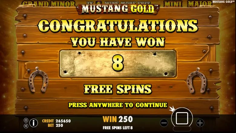 Mustang Gold Free Spins