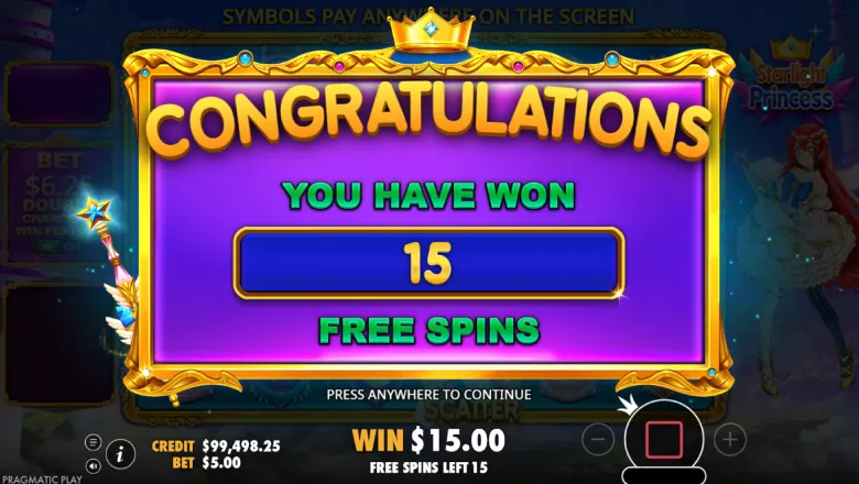 Starlight Princess Free Spins