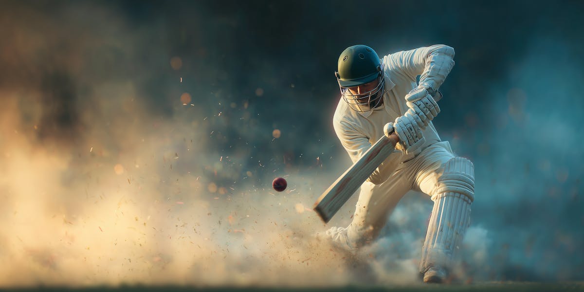 Image of england player batting cricket ball