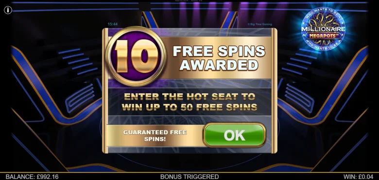 Millionaire Megapots Free Spins