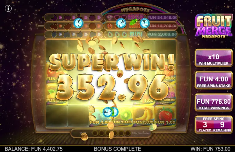 Fruit Merge Megapots Big Win