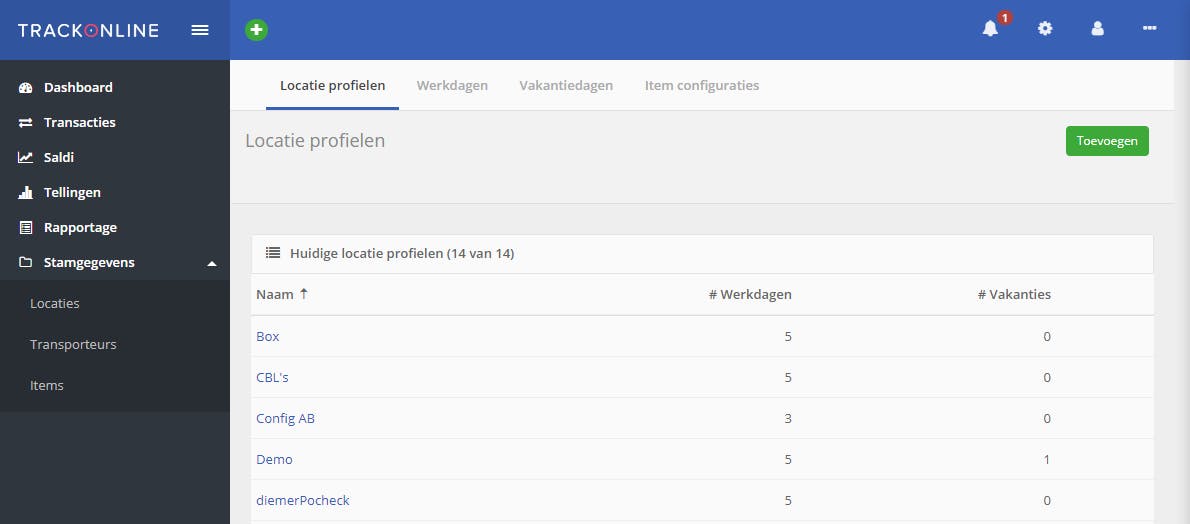 TrackOnline locatiegroepen