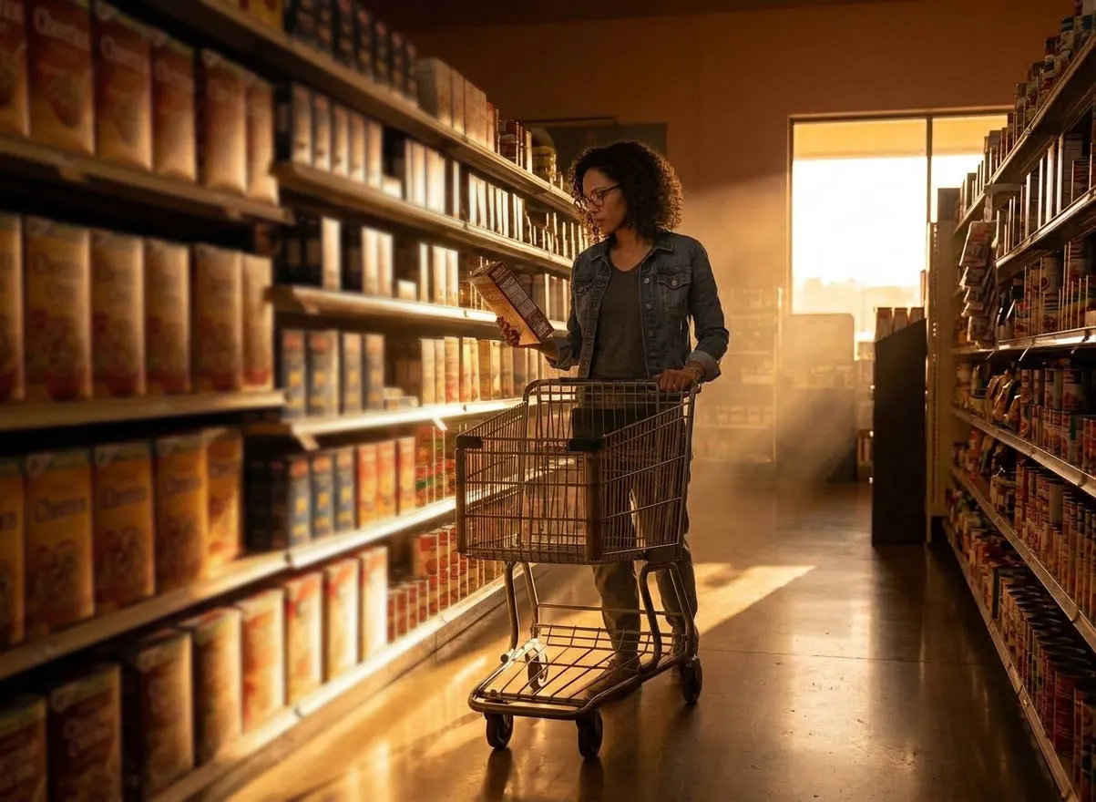 Woman shopping for groceries