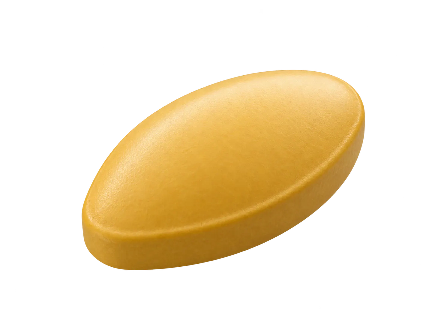 Illustrative yellow almond-shaped tablet; dispensed generic appearance may differ