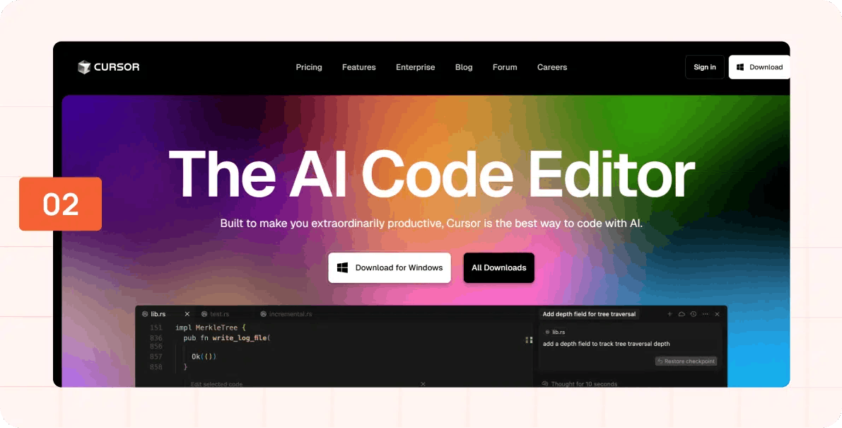 Cursor.sh AI-powered code editor for developers, featured by Beyond Labs