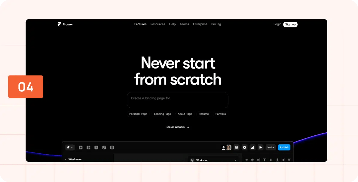 Framer AI website builder for design and development by Beyond Labs