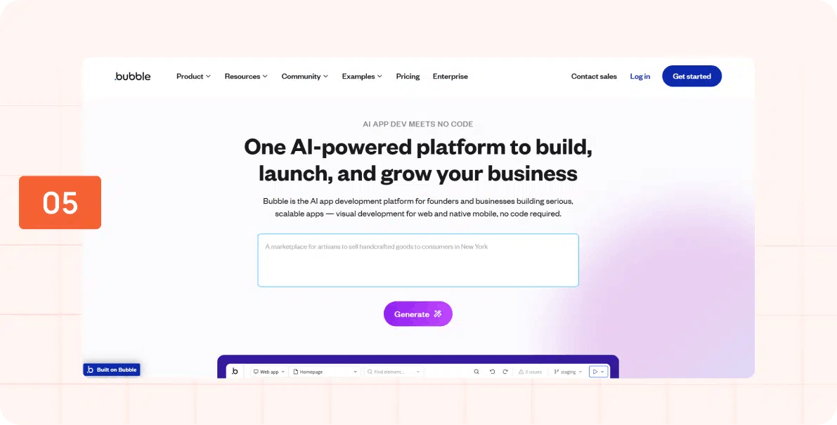 Bubble no-code web application builder recommended by Beyond Labs